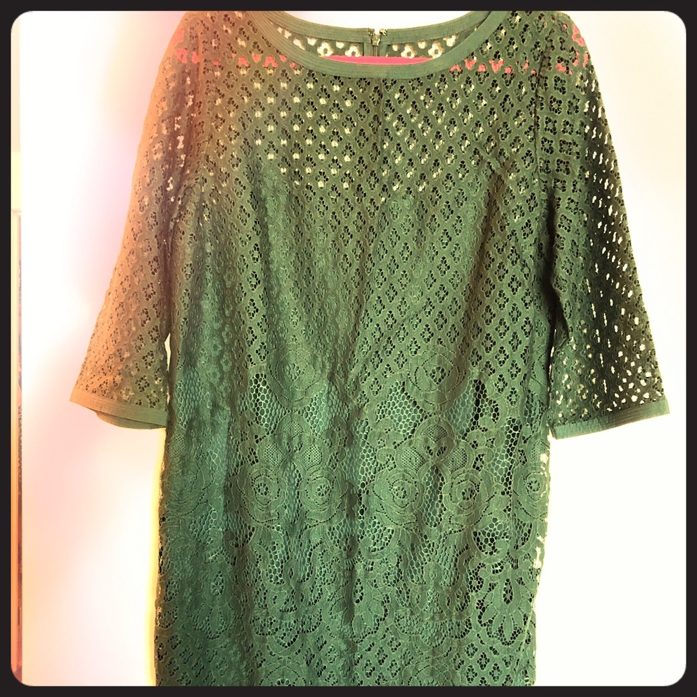 Loft Dark Green Lace Dress NWT